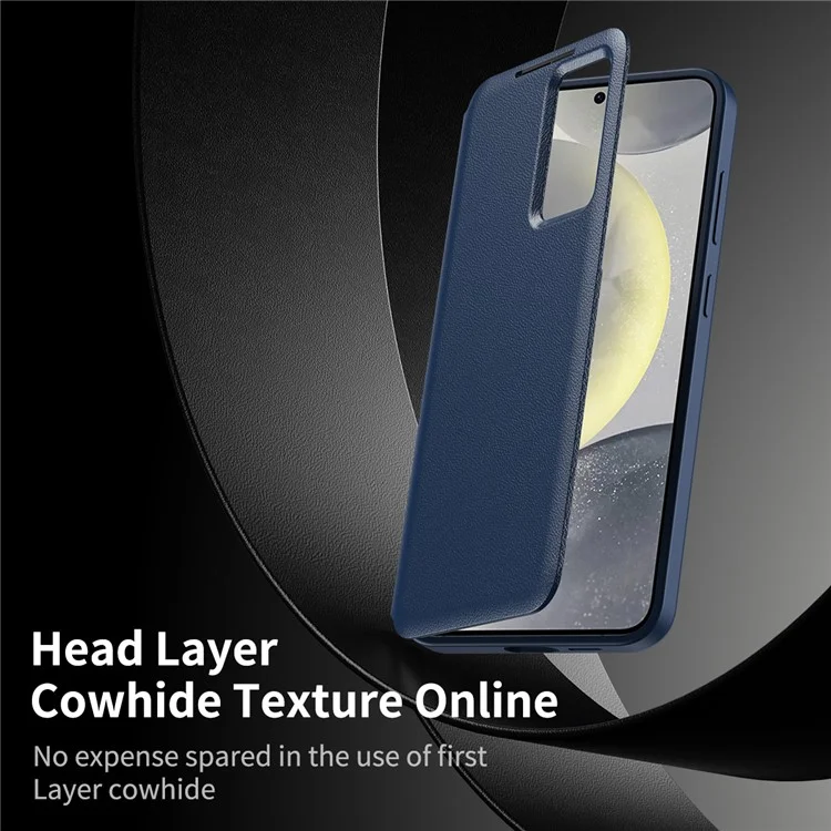 For Samsung Galaxy S24 Ultra Leather Phone Case with View Window Card Slot - Sapphire-Cellmalls