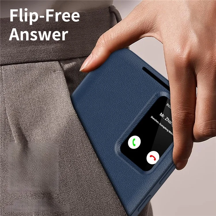 For Samsung Galaxy S24 Ultra Leather Phone Case with View Window Card Slot - Sapphire-Cellmalls