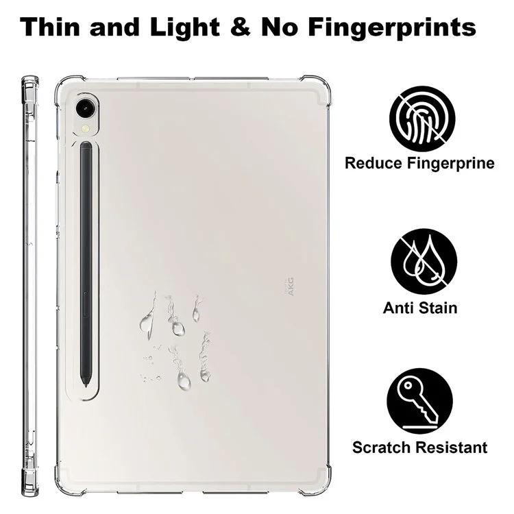 For Samsung Galaxy Tab S9 Reinforced Corners Tablet Case Drop-Proof Transparent TPU Cover-Cellmalls