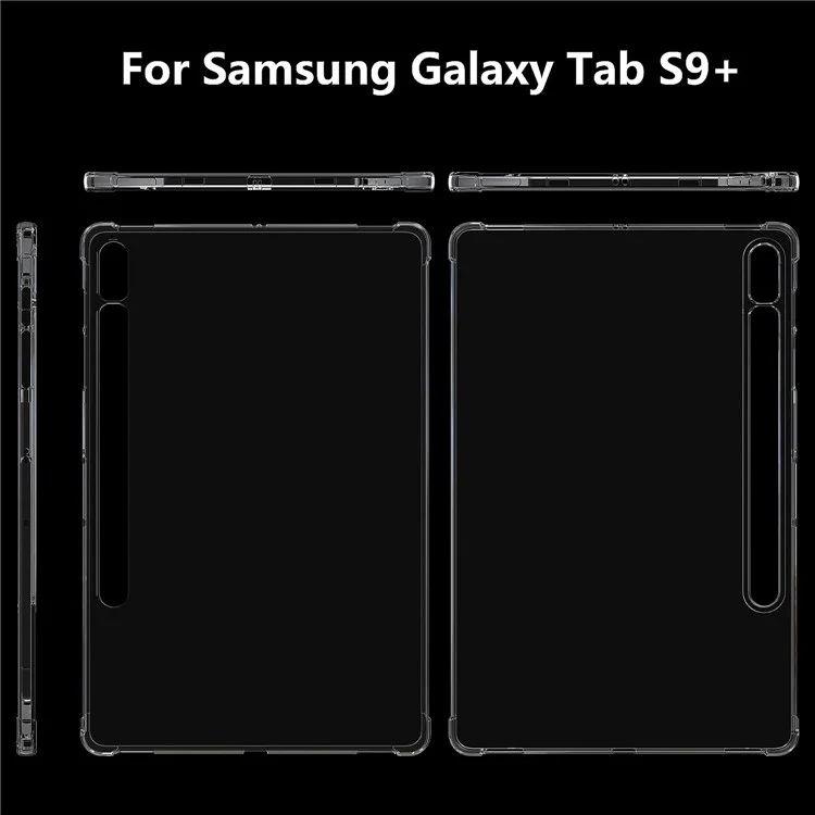 For Samsung Galaxy Tab S9+ TPU Tablet Case Reinforced Corners Shockproof Transparent Tablet Cover-Cellmalls