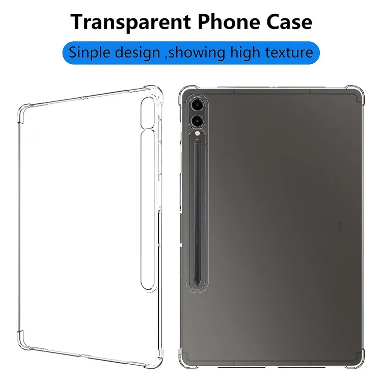For Samsung Galaxy Tab S9+ TPU Tablet Case Reinforced Corners Shockproof Transparent Tablet Cover-Cellmalls
