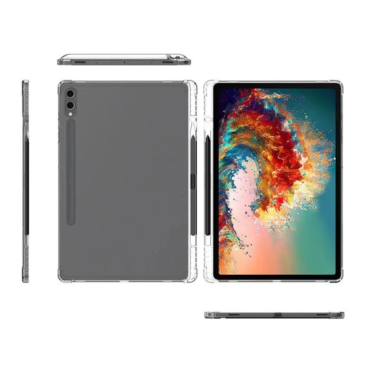 For Samsung Galaxy Tab S9 Ultra Transparent Cover TPU Tablet Case Reinforced Corners Shell with Pen Slot-Cellmalls