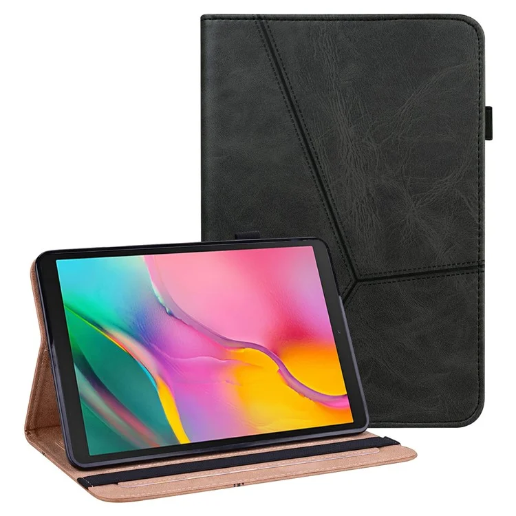 Shock-Absorbed Leather Tablet Stand Cover with Card Holder and Pen Strap for Samsung Galaxy Tab A 10.1 (2019) SM-T510 (Wi-Fi) - Black-Cellmalls