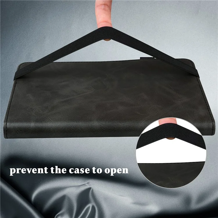 Shock-Absorbed Leather Tablet Stand Cover with Card Holder and Pen Strap for Samsung Galaxy Tab A 10.1 (2019) SM-T510 (Wi-Fi) - Black-Cellmalls