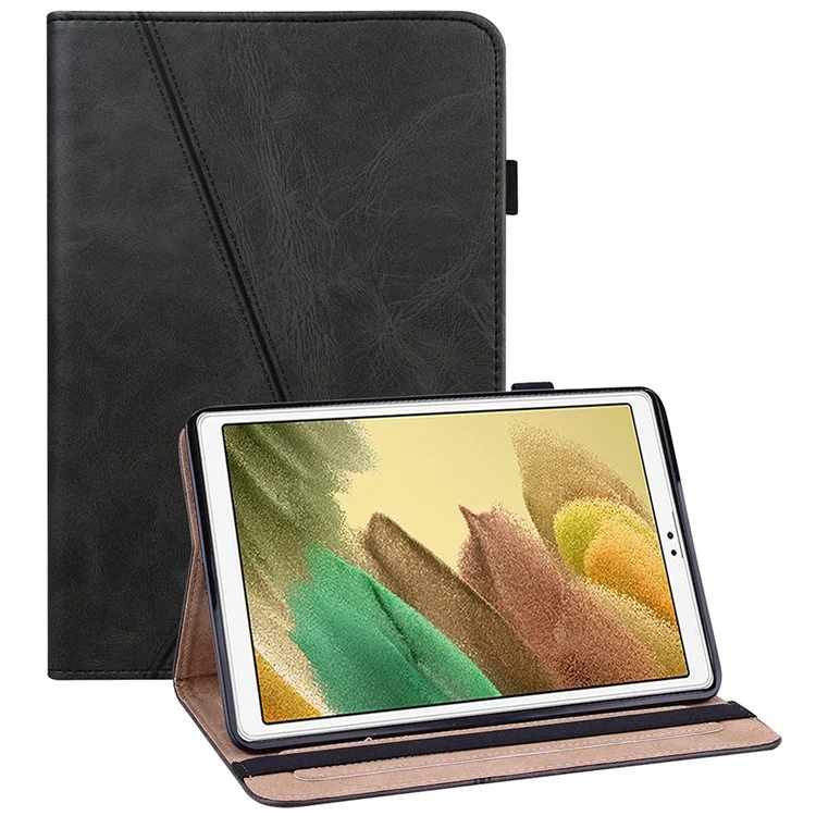 Full Coverage Leather Tablet Stand Cover with Card Holder and Pen Strap for Samsung Galaxy Tab A7 Lite 8.7-inch SM-T220 (Wi-Fi)/SM-T225 - Black-Cellmalls