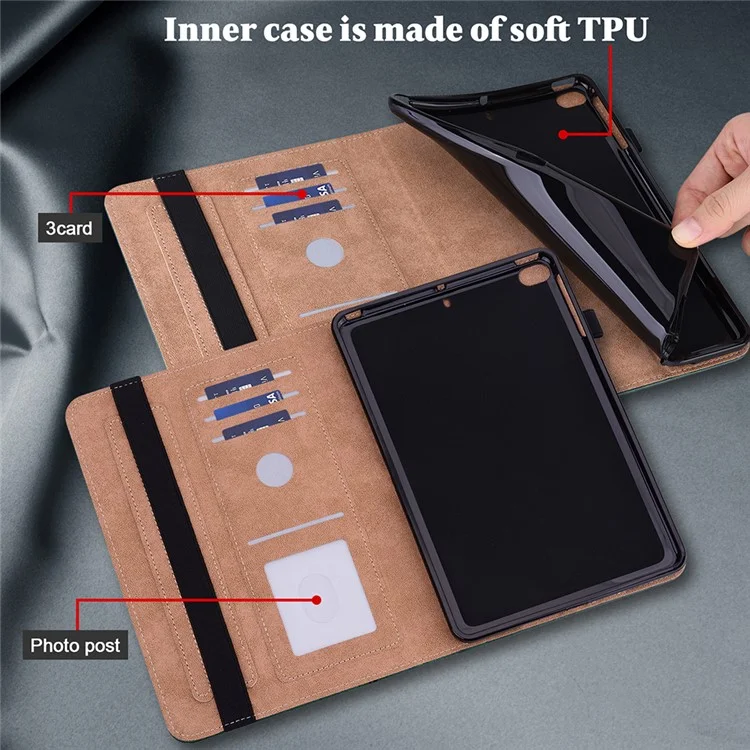 Full Coverage Leather Tablet Stand Cover with Card Holder and Pen Strap for Samsung Galaxy Tab A7 Lite 8.7-inch SM-T220 (Wi-Fi)/SM-T225 - Black-Cellmalls