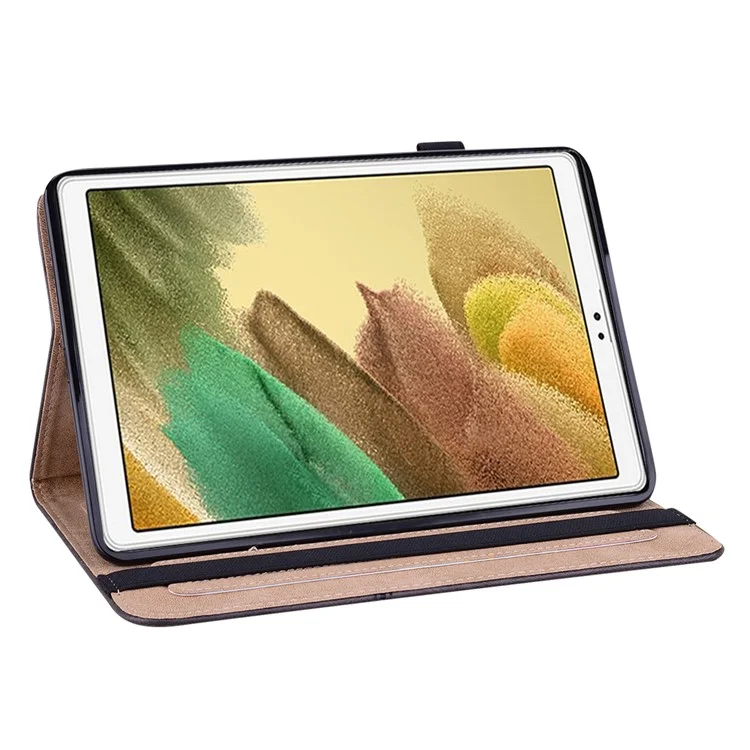 Full Coverage Leather Tablet Stand Cover with Card Holder and Pen Strap for Samsung Galaxy Tab A7 Lite 8.7-inch SM-T220 (Wi-Fi)/SM-T225 - Black-Cellmalls