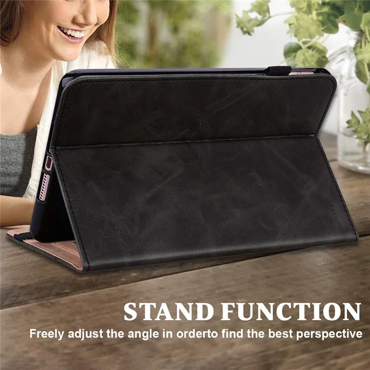 Full Coverage Leather Tablet Stand Cover with Card Holder and Pen Strap for Samsung Galaxy Tab A7 Lite 8.7-inch SM-T220 (Wi-Fi)/SM-T225 - Black-Cellmalls
