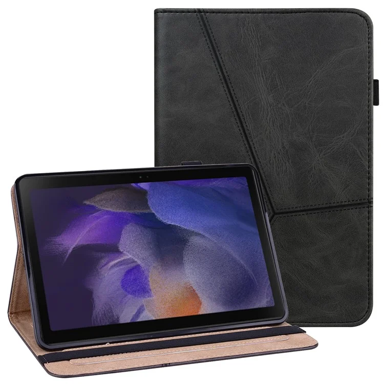 For Samsung Galaxy Tab A8 10.5 (2021) PU Leather Case Multi-Angle Viewing Folio Stand Cover with Card Slots and Elastic Band - Black-Cellmalls