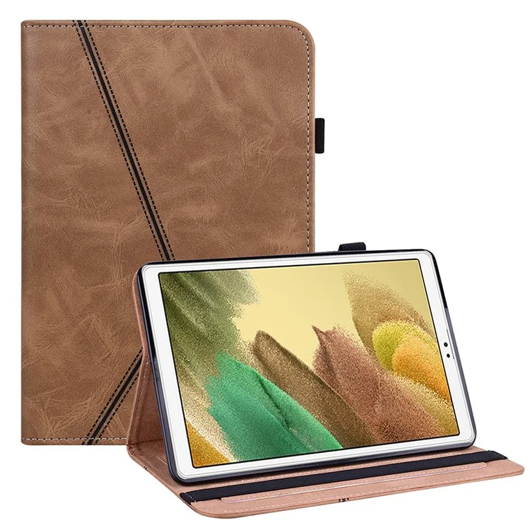 Full Coverage Leather Tablet Stand Cover with Card Holder and Pen Strap for Samsung Galaxy Tab A7 Lite 8.7-inch SM-T220 (Wi-Fi)/SM-T225 - Black-Cellmalls