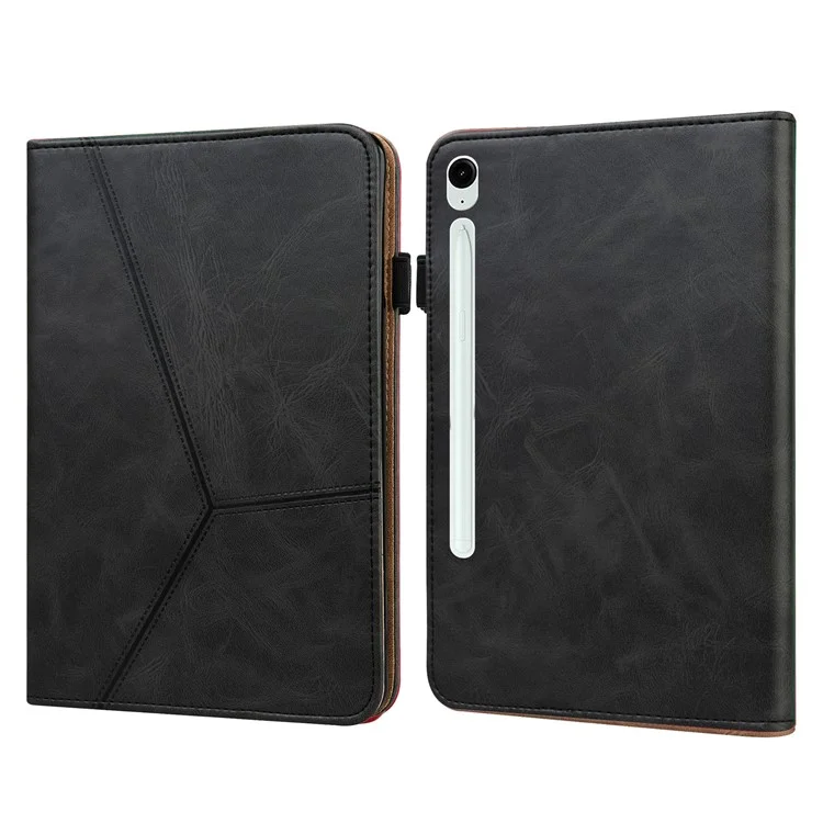 For Samsung Galaxy Tab S10 / S9 / S10 FE / S9 FE PU Stand Cover Line Imprinted Protective Tablet Cover with Card Slots - Black-Cellmalls