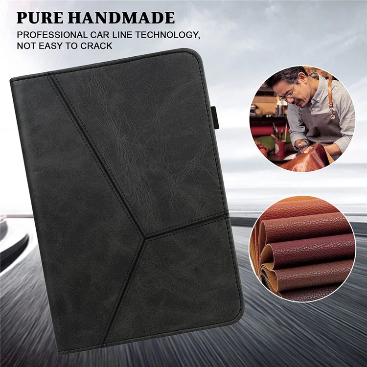 Full Coverage Leather Tablet Stand Cover with Card Holder and Pen Strap for Samsung Galaxy Tab A7 Lite 8.7-inch SM-T220 (Wi-Fi)/SM-T225 - Black-Cellmalls