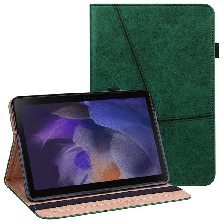 For Samsung Galaxy Tab A8 10.5 (2021) PU Leather Case Multi-Angle Viewing Folio Stand Cover with Card Slots and Elastic Band - Black-Cellmalls