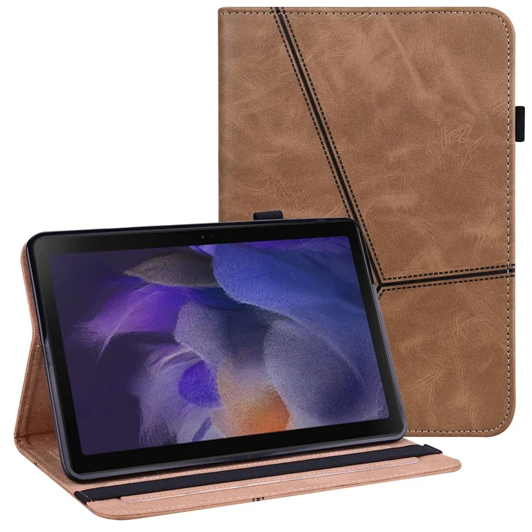 For Samsung Galaxy Tab A8 10.5 (2021) PU Leather Case Multi-Angle Viewing Folio Stand Cover with Card Slots and Elastic Band - Black-Cellmalls