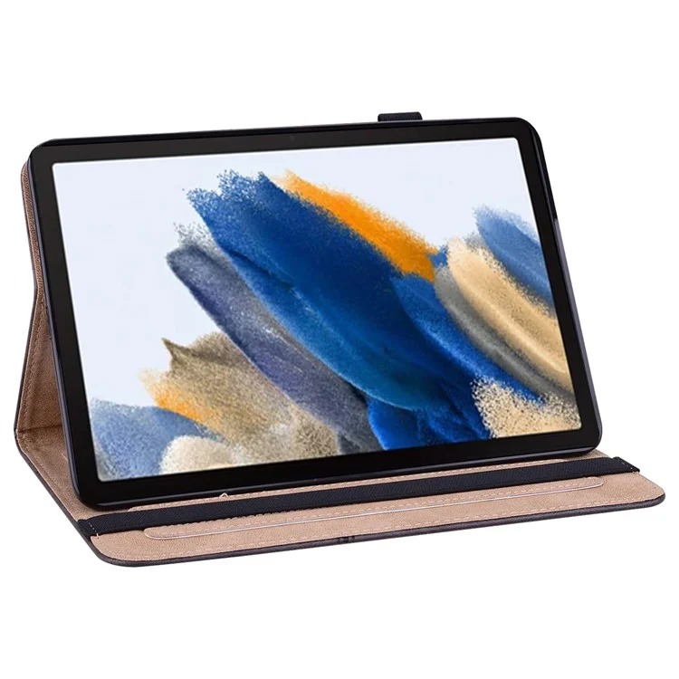 For Samsung Galaxy Tab A9 Cover PU Leather Stand Shell Card Holder Tablet Case - Black-Cellmalls