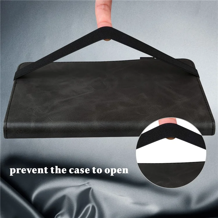 For Samsung Galaxy Tab A9 Cover PU Leather Stand Shell Card Holder Tablet Case - Black-Cellmalls