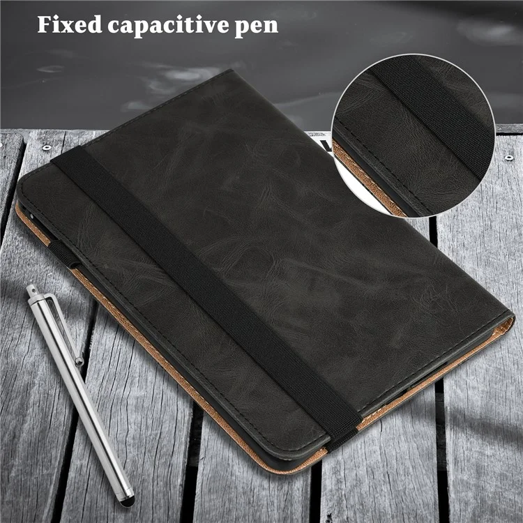 For Samsung Galaxy Tab A9 Cover PU Leather Stand Shell Card Holder Tablet Case - Black-Cellmalls