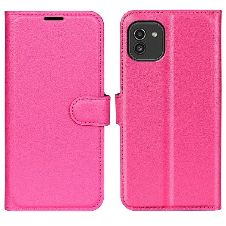 For Samsung Galaxy A03 (164.2 x 75.9 x 9.1mm) Litchi Texture Soft Inner TPU Case + PU Leather Cover with Wallet Stand - Black-Cellmalls