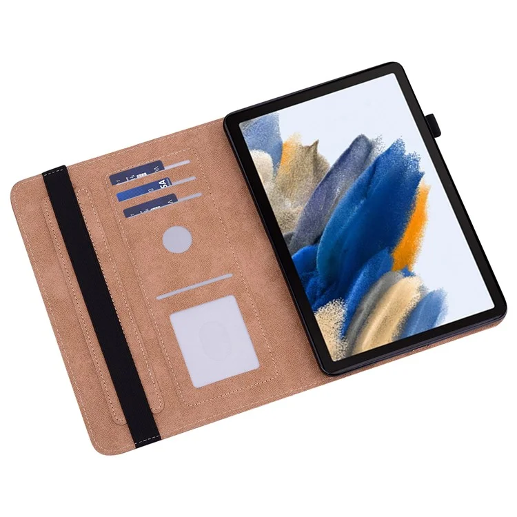 For Samsung Galaxy Tab A9+ Case PU Leather Line Imprinted Tablet Cover with Card Slots - Black-Cellmalls