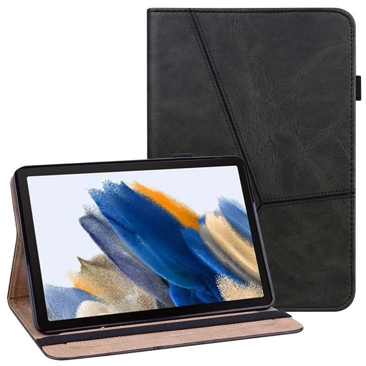For Samsung Galaxy Tab A9+ Case PU Leather Line Imprinted Tablet Cover with Card Slots - Black-Cellmalls