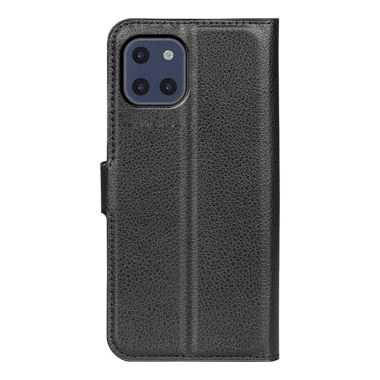 Litchi Texture Well-protected PU Leather Folio Case Magnetic Clasp Phone Cover with Stand Wallet for Samsung Galaxy A03 (166.5 x 75.98 x 9.14mm) - Black-Cellmalls