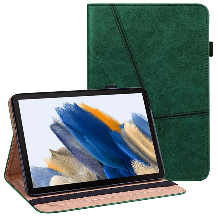 For Samsung Galaxy Tab A9+ Case PU Leather Line Imprinted Tablet Cover with Card Slots - Black-Cellmalls