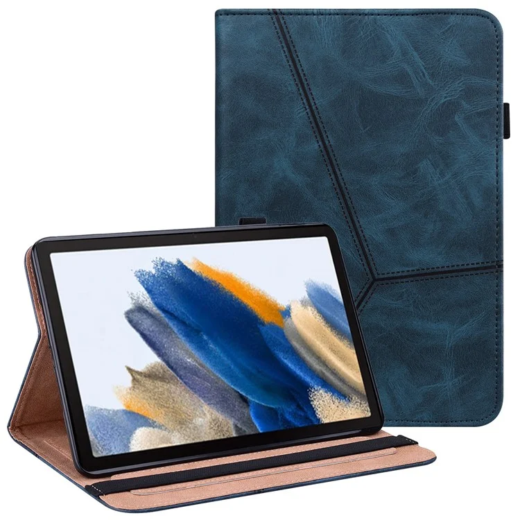 For Samsung Galaxy Tab A9+ Case PU Leather Line Imprinted Tablet Cover with Card Slots - Black-Cellmalls