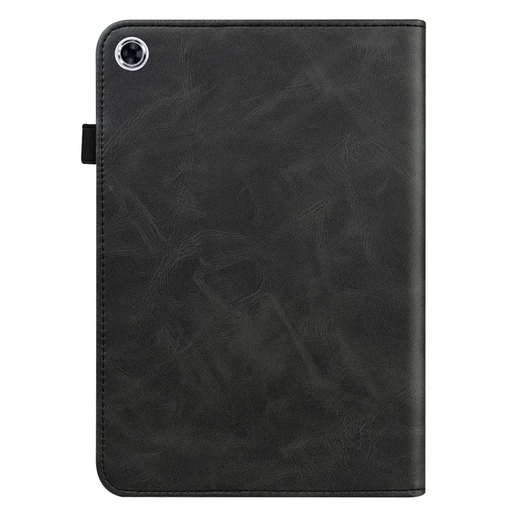 For Samsung Galaxy Tab A9+ Case PU Leather Line Imprinted Tablet Cover with Card Slots - Black-Cellmalls