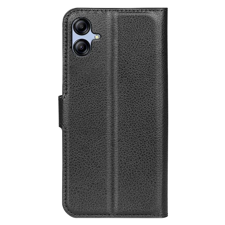 Phone Stand Wallet Cover for Samsung Galaxy A04e 4G / F04 4G / M04 4G , Litchi Texture PU Leather Anti-scratch Phone Flip Case - Black-Cellmalls