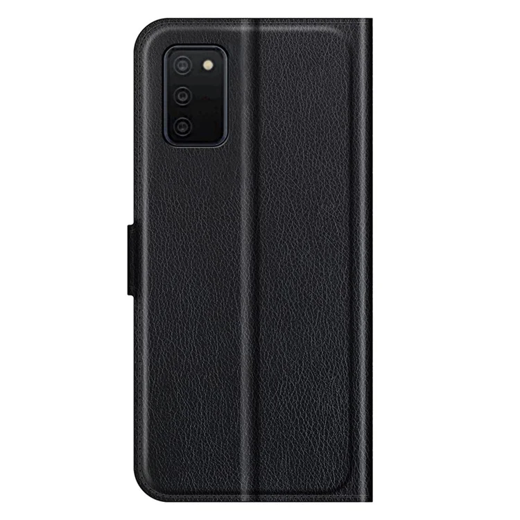Folio Flip Book Style Protective Litchi Skin Texture Full Body Non-Slip Phone Case for Samsung Galaxy A03s (166.5 x 75.98 x 9.14mm)- Black-Cellmalls