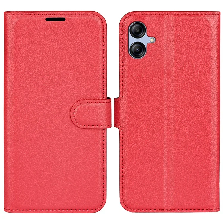 Phone Stand Wallet Cover for Samsung Galaxy A04e 4G / F04 4G / M04 4G , Litchi Texture PU Leather Anti-scratch Phone Flip Case - Black-Cellmalls