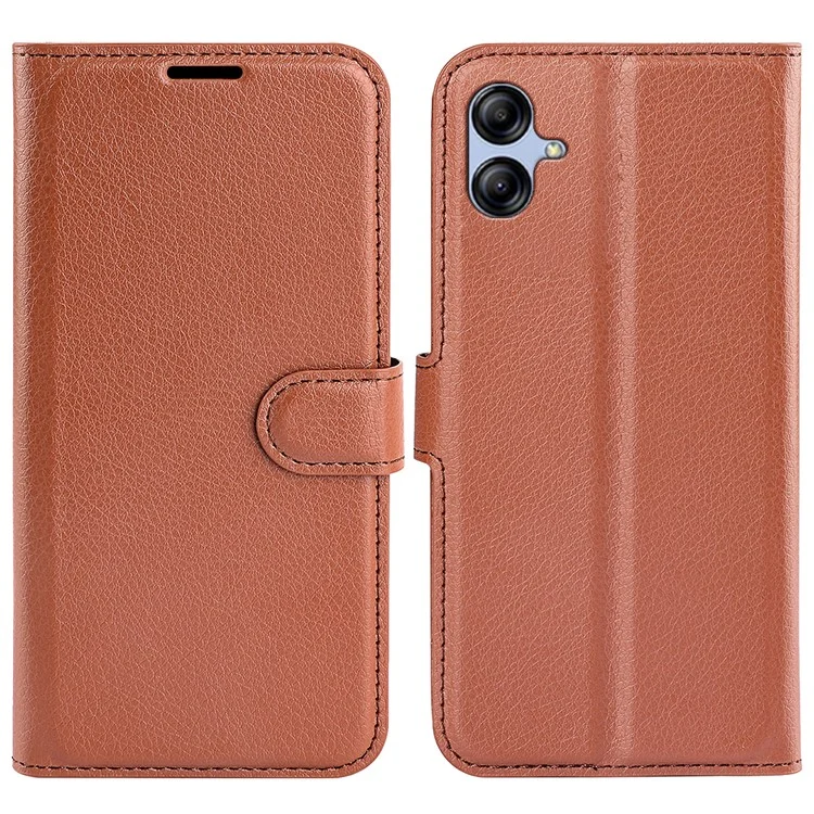Phone Stand Wallet Cover for Samsung Galaxy A04e 4G / F04 4G / M04 4G , Litchi Texture PU Leather Anti-scratch Phone Flip Case - Black-Cellmalls