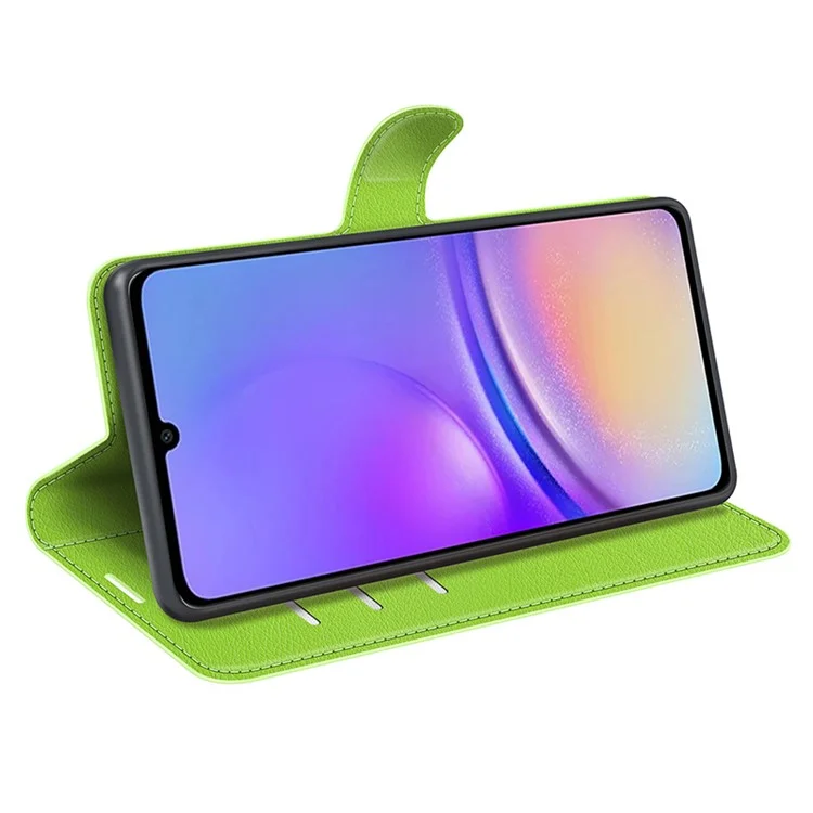 For Samsung Galaxy A05 4G Case Litchi Texture Folding Stand Leather Phone Shell - Green-Cellmalls