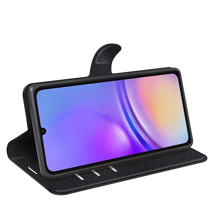 For Samsung Galaxy A06 4G Case Litchi Texture Shockproof Leather Wallet Phone Cover - Black-Cellmalls