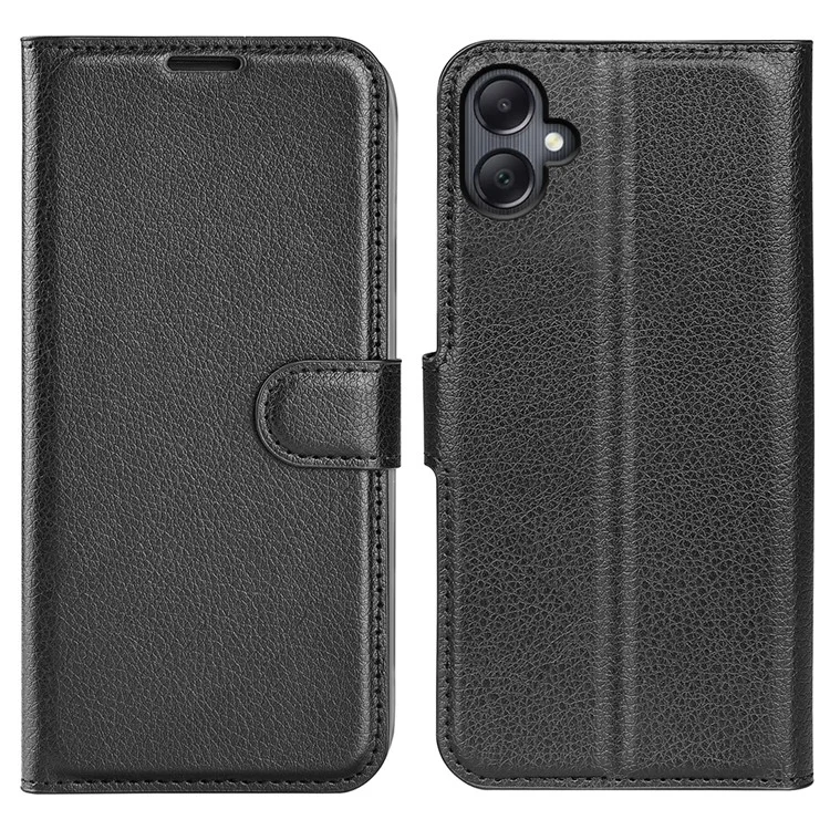 For Samsung Galaxy A06 4G Case Litchi Texture Shockproof Leather Wallet Phone Cover - Black-Cellmalls