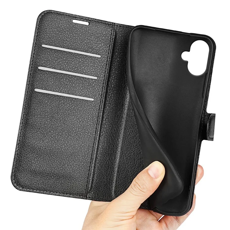For Samsung Galaxy A06 4G Case Litchi Texture Shockproof Leather Wallet Phone Cover - Black-Cellmalls