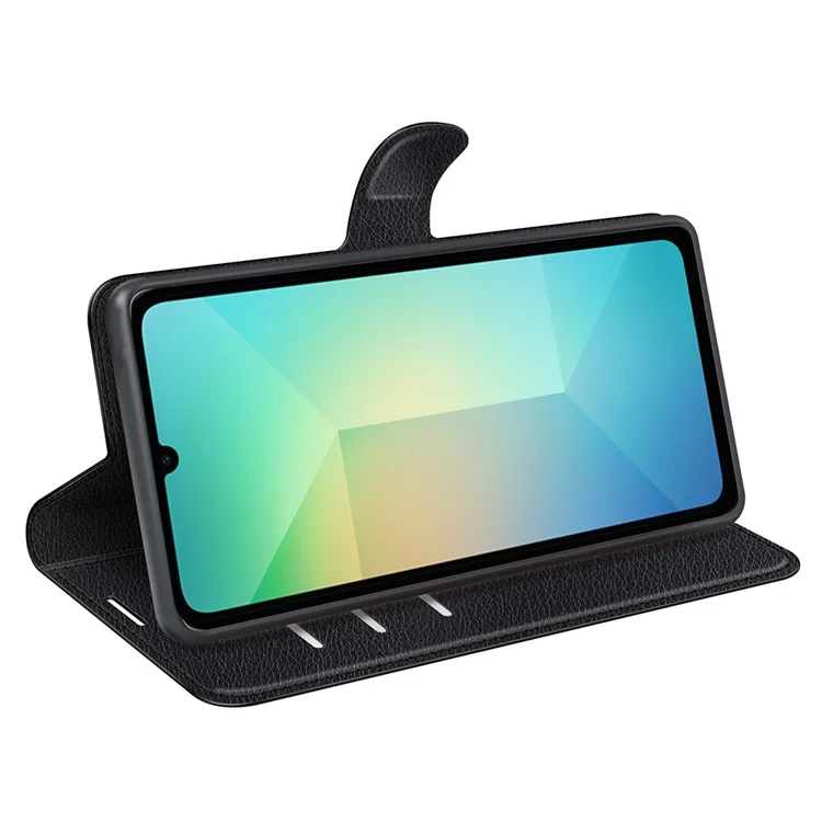 For Samsung Galaxy A06 5G Case Litchi Texture Shockproof Leather Wallet Phone Cover - Black-Cellmalls