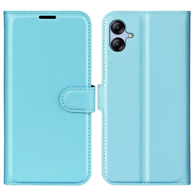 Phone Stand Wallet Cover for Samsung Galaxy A04e 4G / F04 4G / M04 4G , Litchi Texture PU Leather Anti-scratch Phone Flip Case - Black-Cellmalls