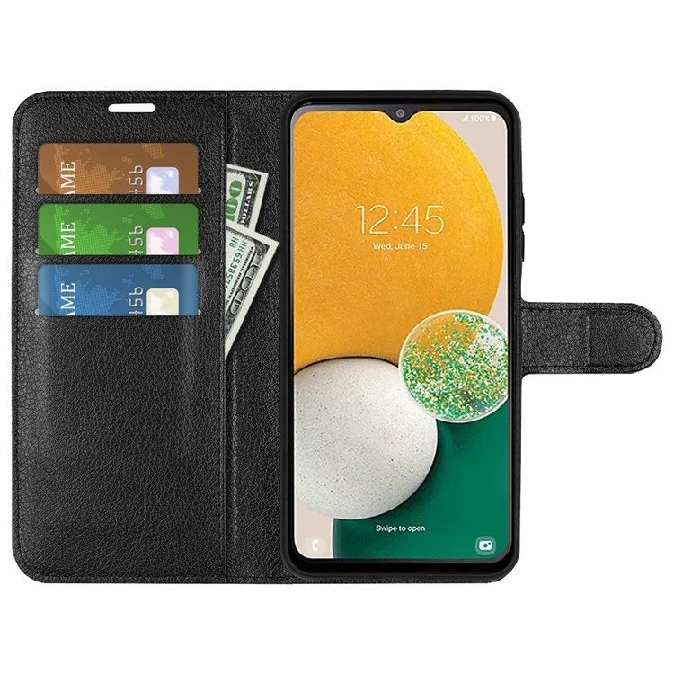 Stand Case for Samsung Galaxy A14 5G / 4G Wallet Case Scratch-resistant PU Leather Folio Flip Phone Cover - Black-Cellmalls