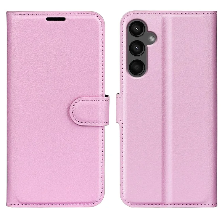 For Samsung Galaxy A15 5G Case Slim-Fit Litchi Texture Stand Wallet Phone Cover PU Leather Shell - Black-Cellmalls