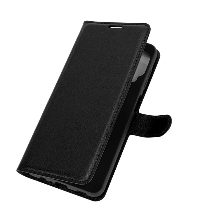 Wallet Stand Litchi Texture Phone Protective Shell for Samsung Galaxy A12 / M12 Multi-Color Surface Cell Phone Accessory - Black-Cellmalls