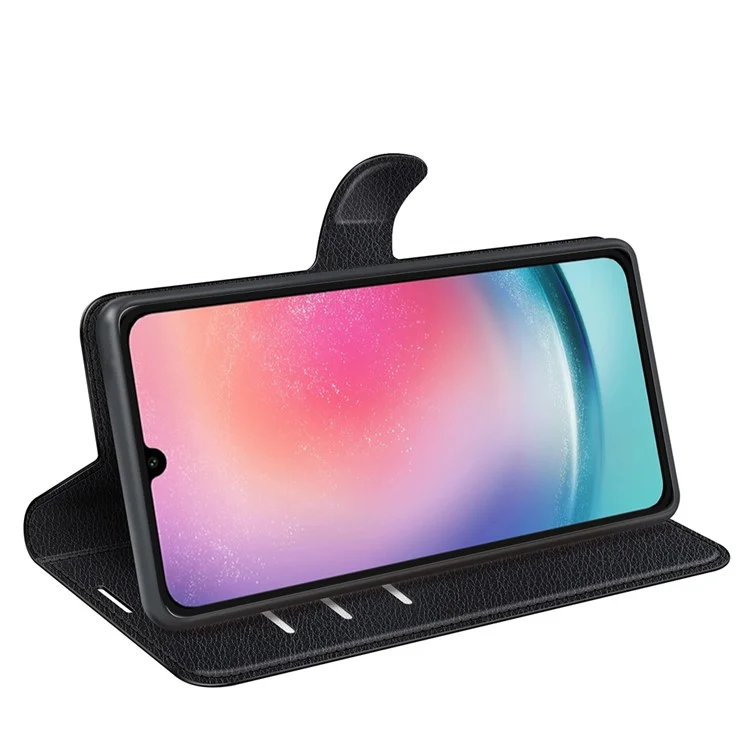 For Samsung Galaxy A16 5G / A16 4G Case Litchi Texture Shockproof Leather Wallet Phone Cover - Black-Cellmalls