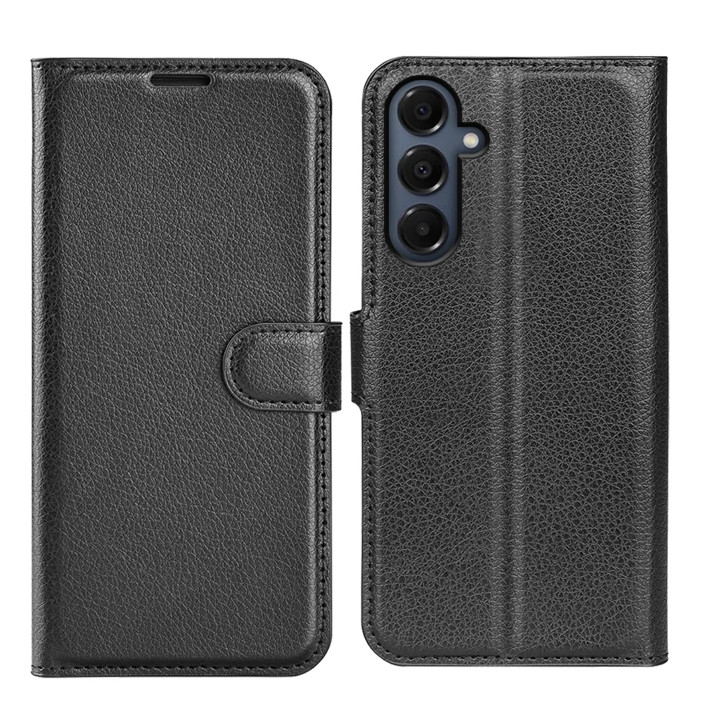 For Samsung Galaxy A17 Case Litchi Texture Shockproof Leather Wallet Phone Cover - Black-Cellmalls