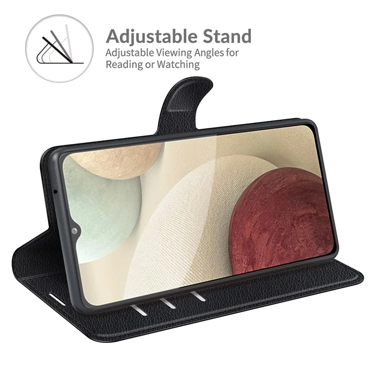 Wallet Design Litchi Texture Leather Phone Case with Stand for Samsung Galaxy A22 4G (EU Version) - Black-Cellmalls