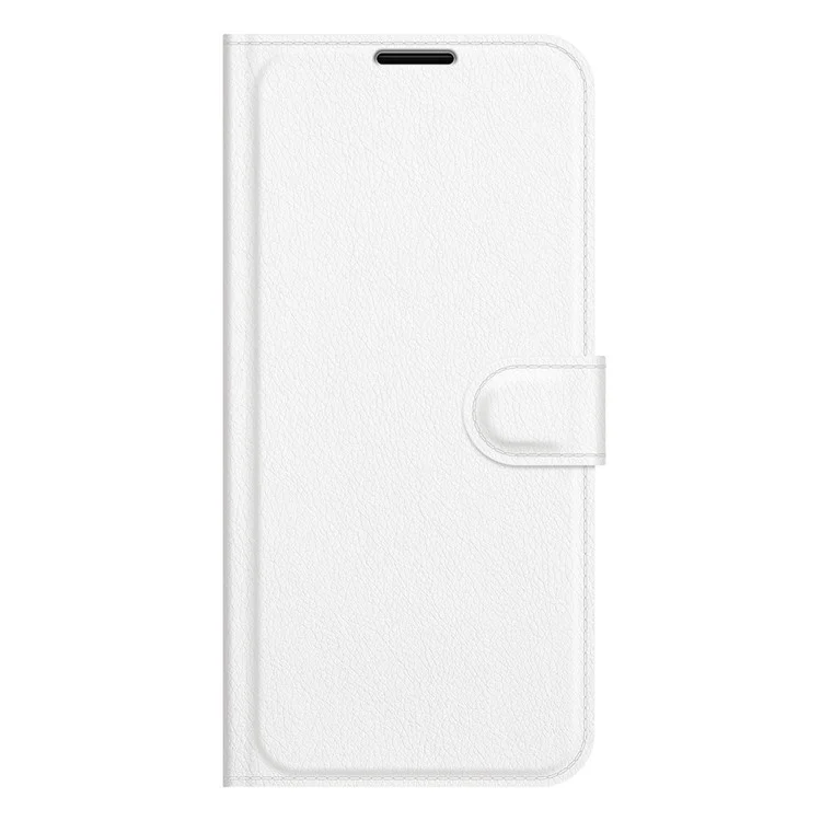 Folio Flip Litchi Skin Drop-Proof Leather Wallet Design Leather Case Stand Cover for Samsung Galaxy A22 5G (EU Version) - White-Cellmalls