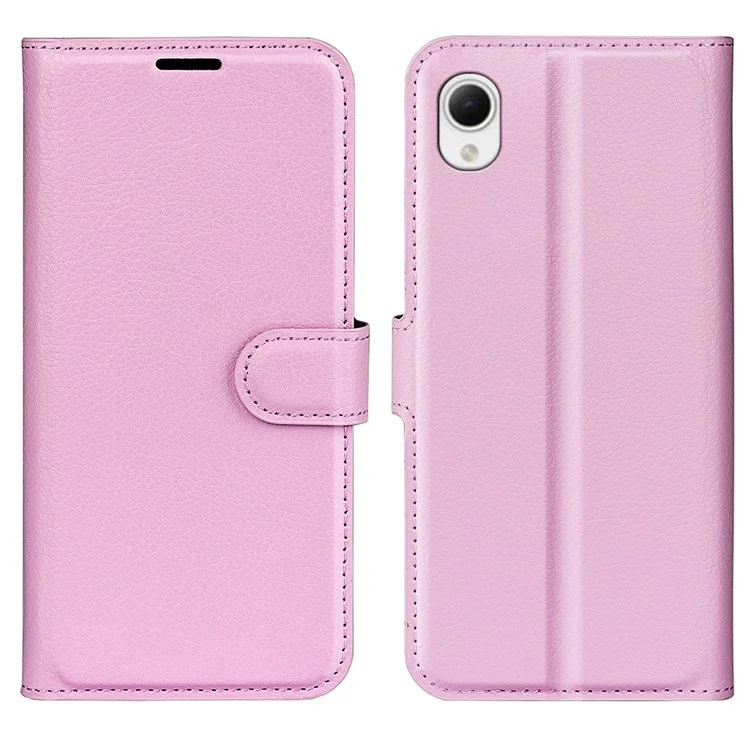 Litchi Texture PU Leather Phone Case for Samsung Galaxy A23e, Anti-scratch Wallet Stand Protective Phone Cover - Black-Cellmalls