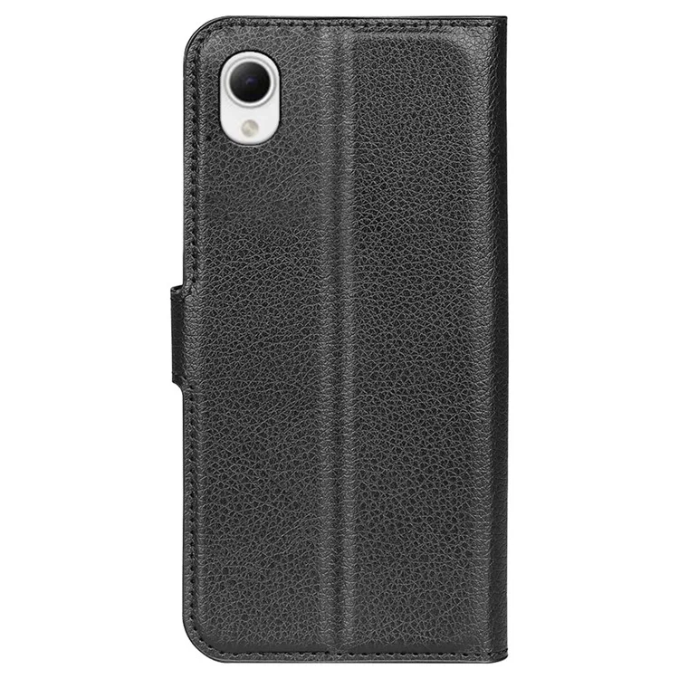 Litchi Texture PU Leather Phone Case for Samsung Galaxy A23e, Anti-scratch Wallet Stand Protective Phone Cover - Black-Cellmalls