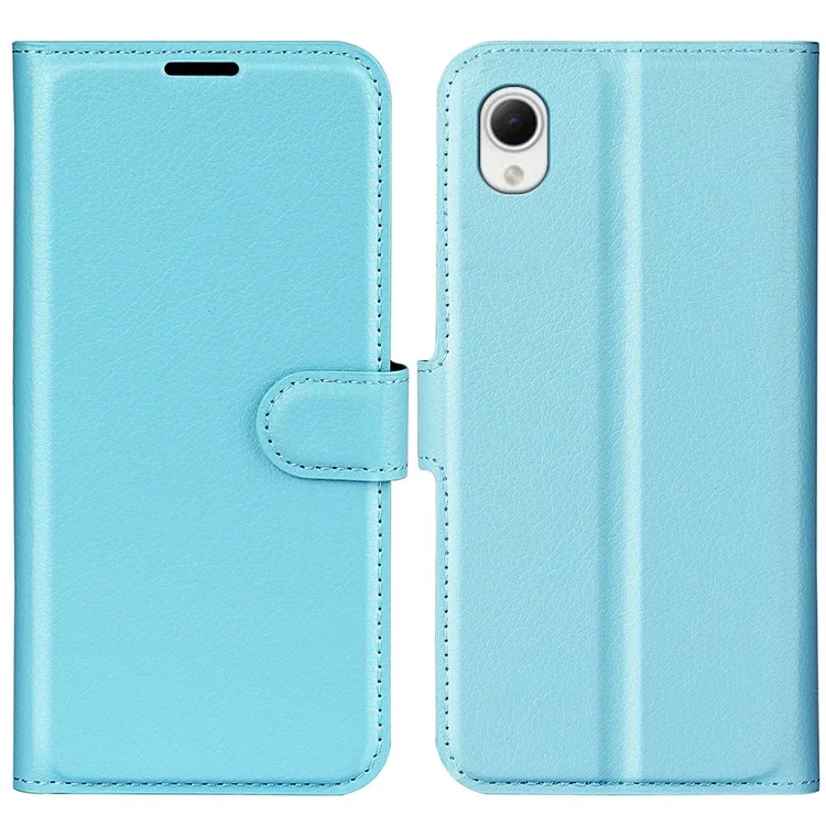 Litchi Texture PU Leather Phone Case for Samsung Galaxy A23e, Anti-scratch Wallet Stand Protective Phone Cover - Black-Cellmalls