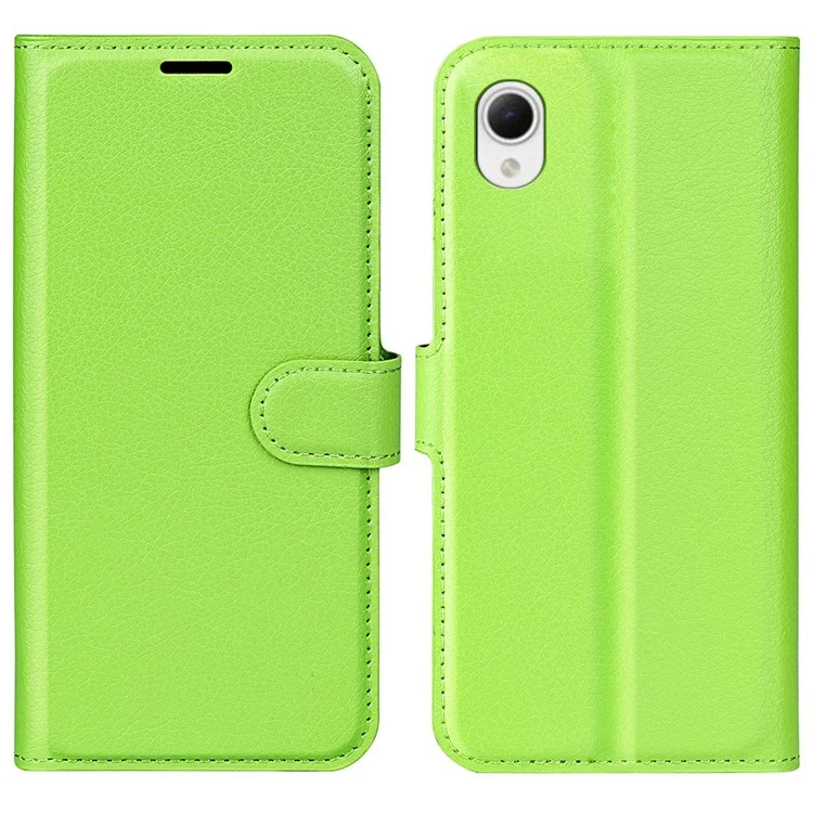 Litchi Texture PU Leather Phone Case for Samsung Galaxy A23e, Anti-scratch Wallet Stand Protective Phone Cover - Black-Cellmalls