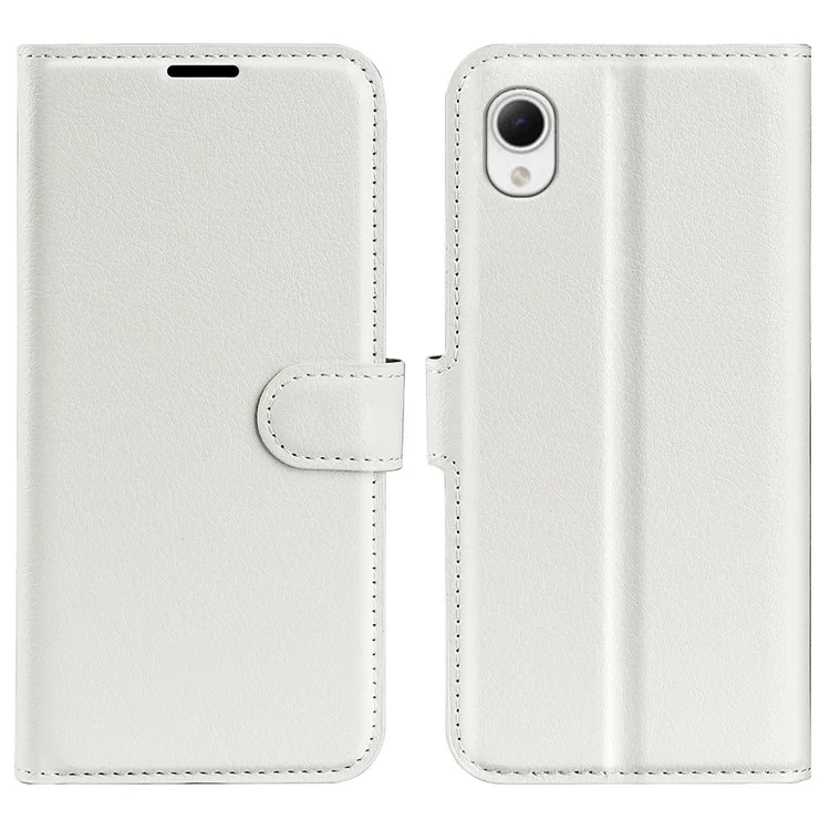 Litchi Texture PU Leather Phone Case for Samsung Galaxy A23e, Anti-scratch Wallet Stand Protective Phone Cover - Black-Cellmalls